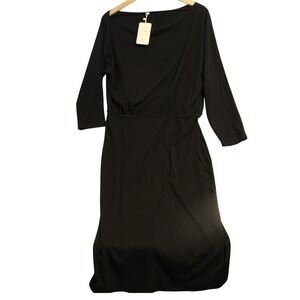 Simpie Charming Black Long Sleeve Elastic Waist Maxi Dress Size M
